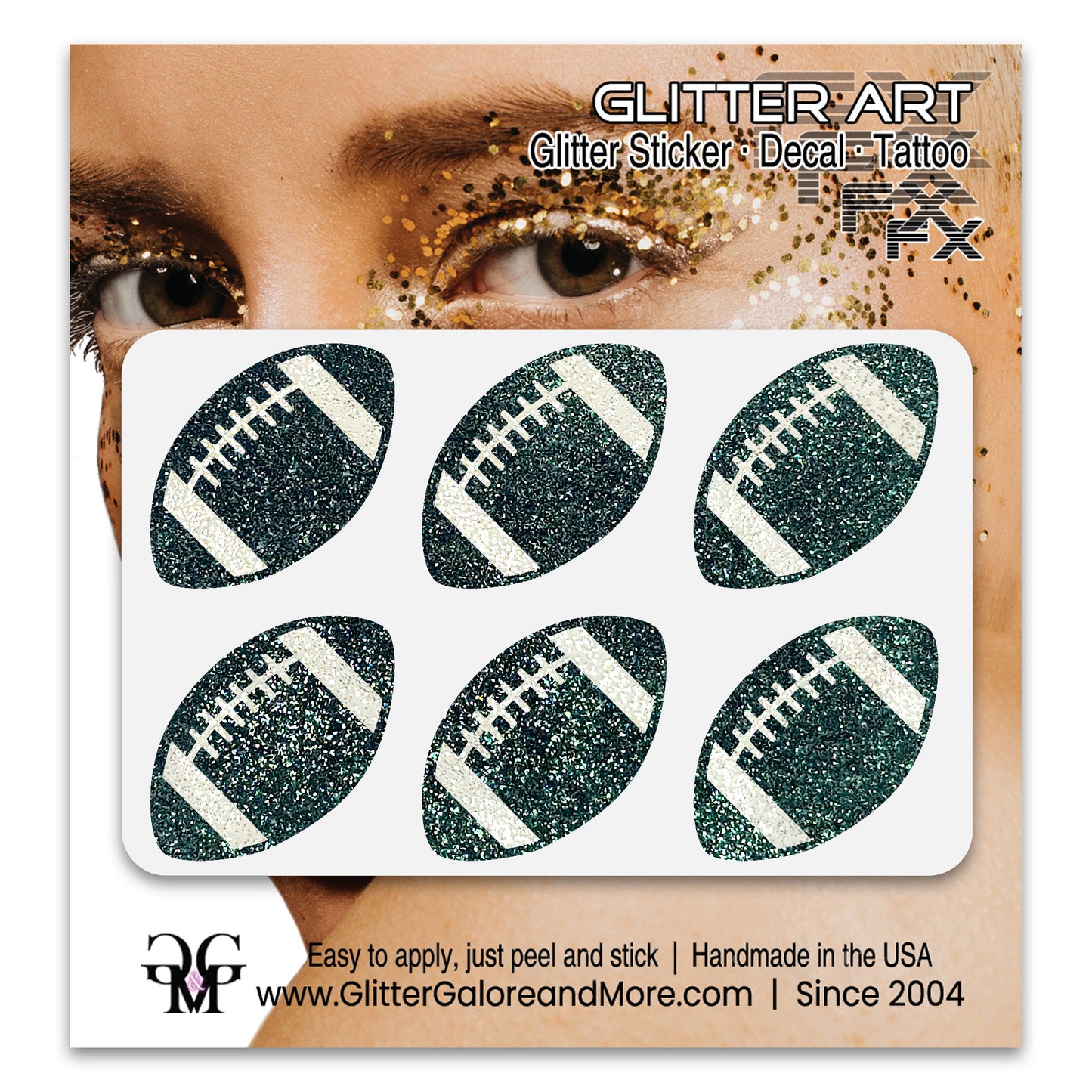 Football Gameday Glitter Sticker Tattoos in Popular Team Colors