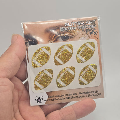 Football Gameday Glitter Sticker Tattoos in Customizable Colorways