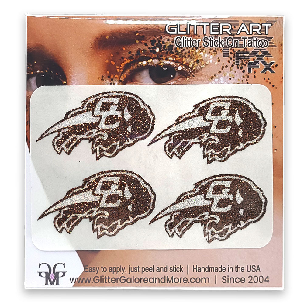GC Buffalo Custom Glitter Tattoo Stickers - 4 Stickers Per Sheet - Two Color Way