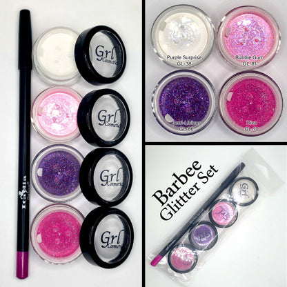 Pink Glitter Set with Fushia Lip Pencil.