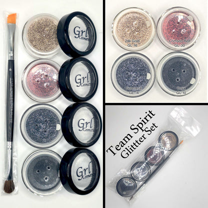 Red, Gold and Black Loose Glitter and Duo Brush Set.