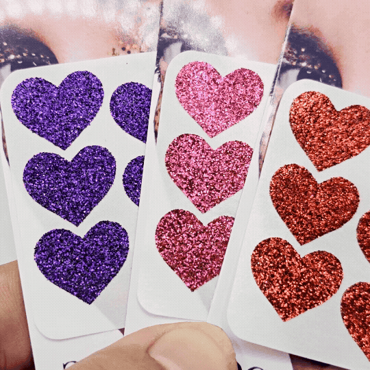 Glitter Heart Temporary Stickers