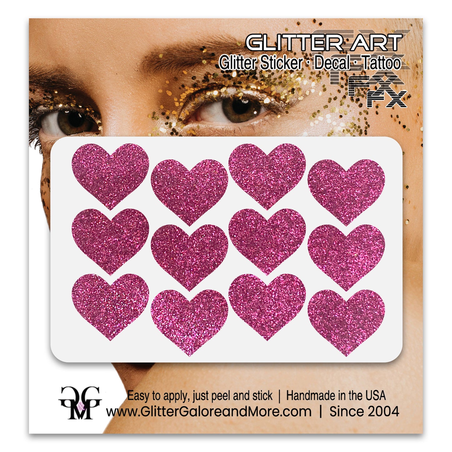 Heart Temporary Tattoo in Pink Glitter.
