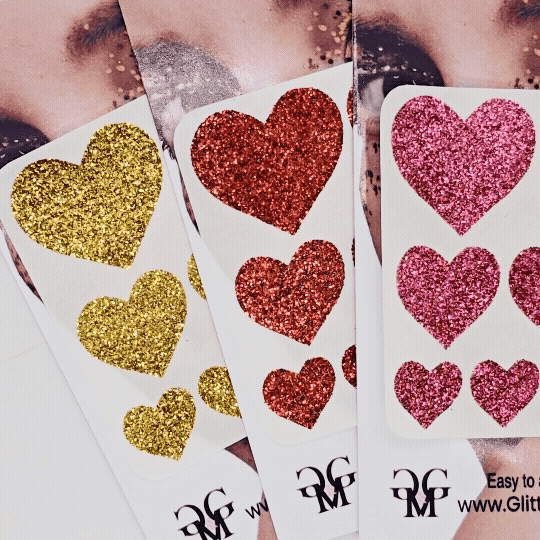 Glitter Heart Face and Body Temporary Tattoos. 
