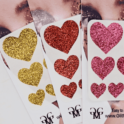 Glitter Heart Face and Body Temporary Tattoos. 