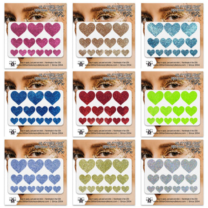 Heart face decal in multi-size and multi-colors.
