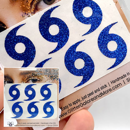 Hurricane Custom Stickers 6 pcs - Blue Glitter