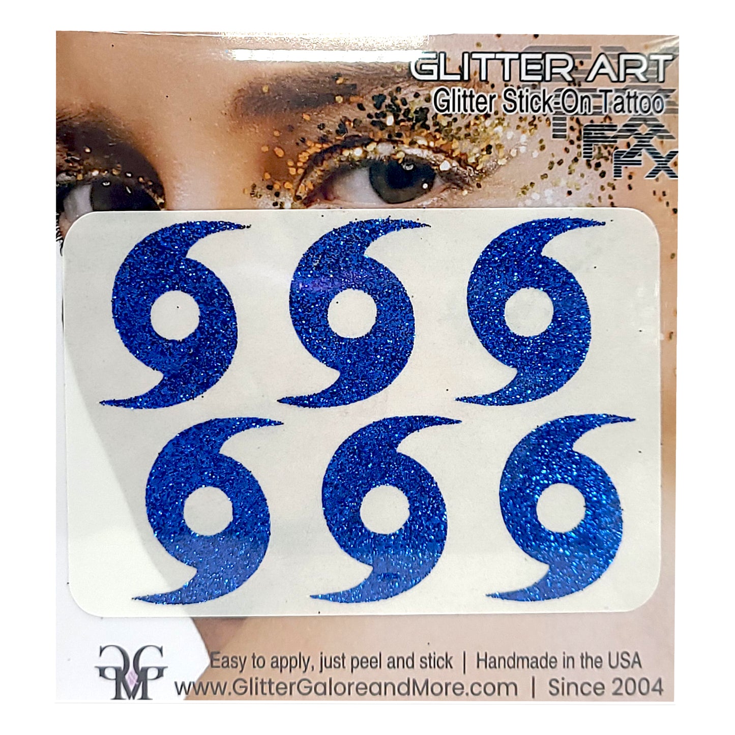 Hurricane Custom Stickers 6 pcs - Blue Glitter