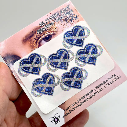 Infinity Heart Glitter Tattoo Stickers - 6 Stickers