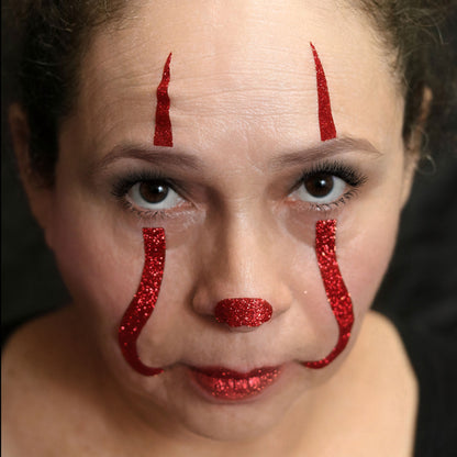 Evil Clown Glitter Sticker Tattoo, 2 Application Sticker Set
