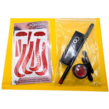 Evil Clown Glitter Sticker Tattoo, 2 Application Sticker Set