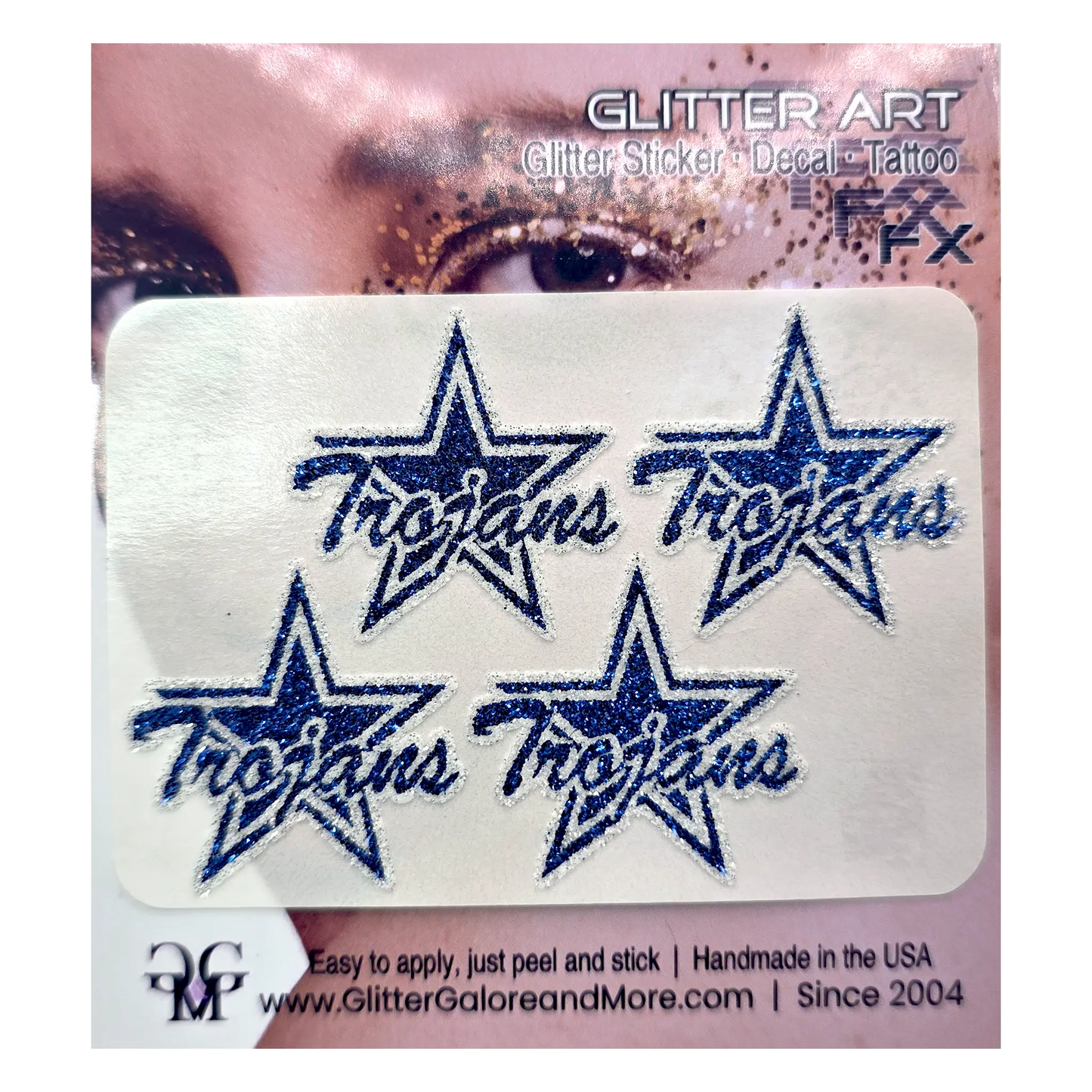 Johnson County Trojans Star Glitter Sticker Tattoos - 4 Pieces