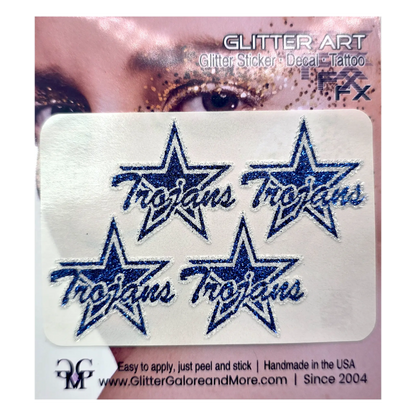 Johnson County Trojans Star Glitter Sticker Tattoos - 4 Pieces