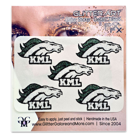KML Mustangs Custom Glitter Tattoo Stickers - 5 Stickers