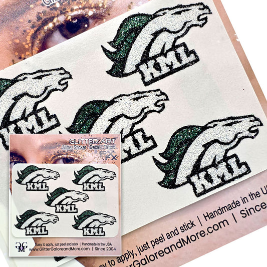 KML Mustangs Custom Glitter Tattoo Stickers - 5 Stickers