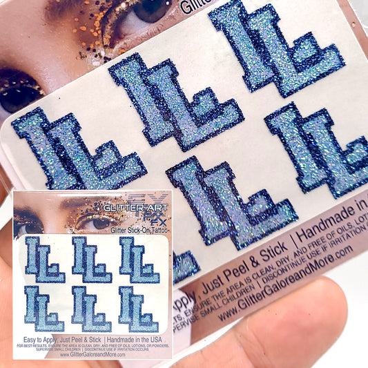 Lakeside Lutheran High School LL Custom Glitter Tattoo Stickers - 6 Pieces