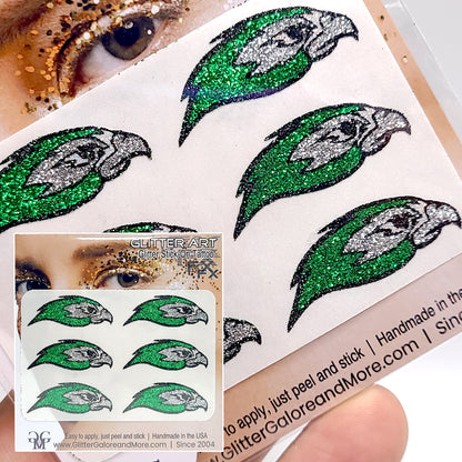 LSW Silver Hawk Glitter Tattoo Custom Stickers - 6 Piece