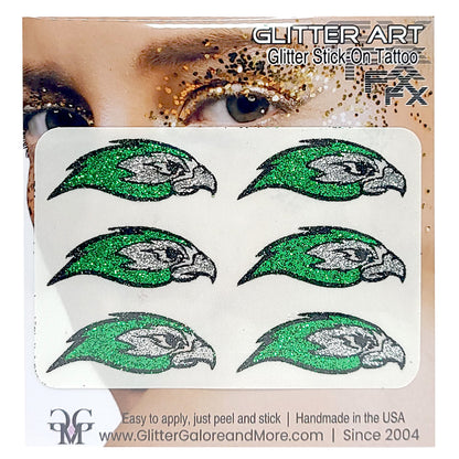 LSW Silver Hawk Glitter Tattoo Custom Stickers - 6 Piece