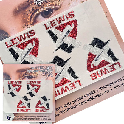 LEWIS University Custom Glitter Tattoo Stickers - 4pcs