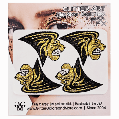 Lindenwood University Lions Custom Glitter Tattoo Stickers - 4pcs