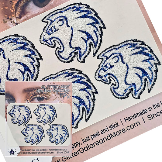 Lions MSHS 4 Piece Glitter Tattoo Stickers