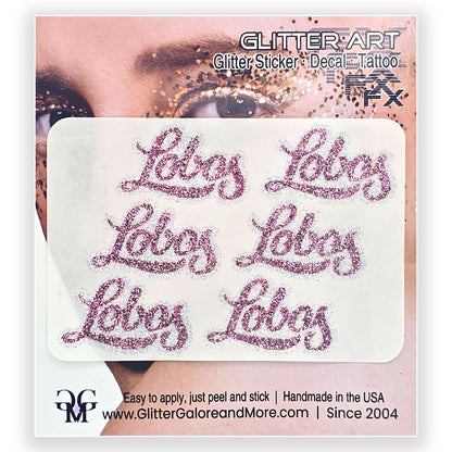 New Mexico Lobos Custom Glitter Tattoo Stickers - 6pcs