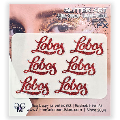 New Mexico Lobos Custom Glitter Tattoo Stickers - 6pcs