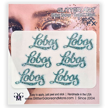 New Mexico Lobos Custom Glitter Tattoo Stickers - 6pcs