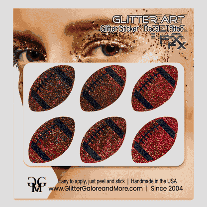 Football Gameday Glitter Sticker Tattoos in Popular Team Colors