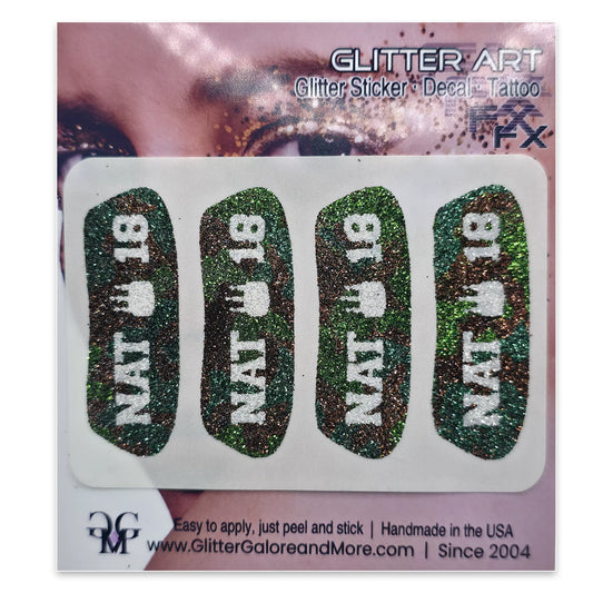 NAT 18 Camo Glitter Sticker Tattoos - 4 Pieces