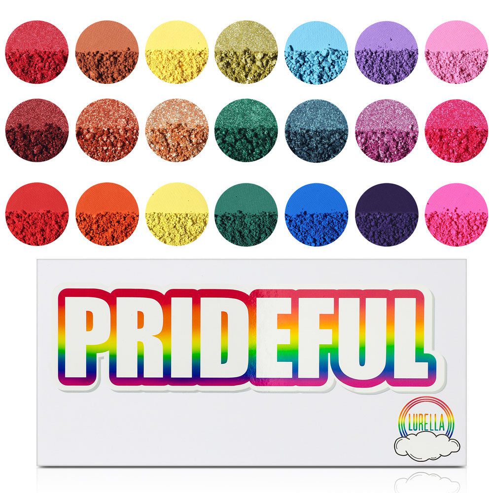 Prideful Eyeshadow Palette by Lurella, 21 Bright Pressed Eyeshadow Colors with 2 Duo Tip Makeup Brushes