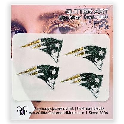 Patriots Custom Glitter Tattoo Stickers - 4 Stickers