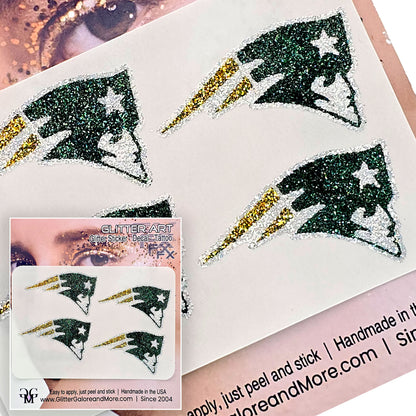 Patriots Custom Glitter Tattoo Stickers - 4 Stickers