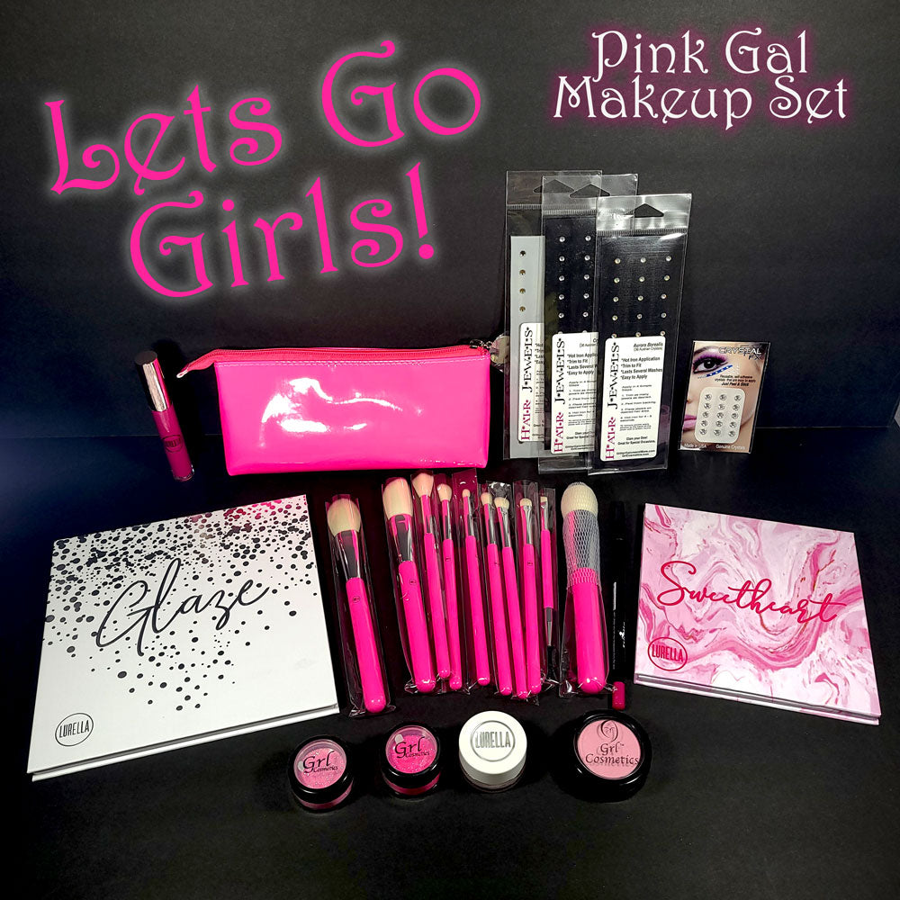 Pink Inspired Makeup Kit with Pink Brush Set and two Eyeshadow Palettes