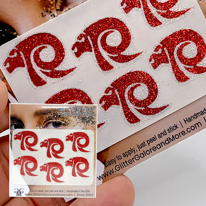 Ralston Rams Glitter Tattoo Stickers for Face and Body - 6 Stickers