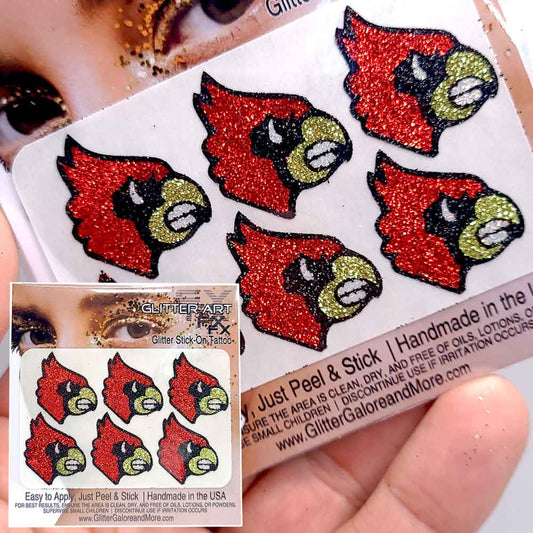 Red Bird Glitter Tattoo Custom Sticker - 6pcs