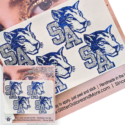 SA Mountain Lion Custom Glitter Tattoo Stickers - 4pcs