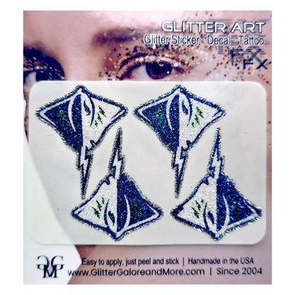 SW Stingrays Boosters Glitter Sticker Tattoos - 4 Pieces