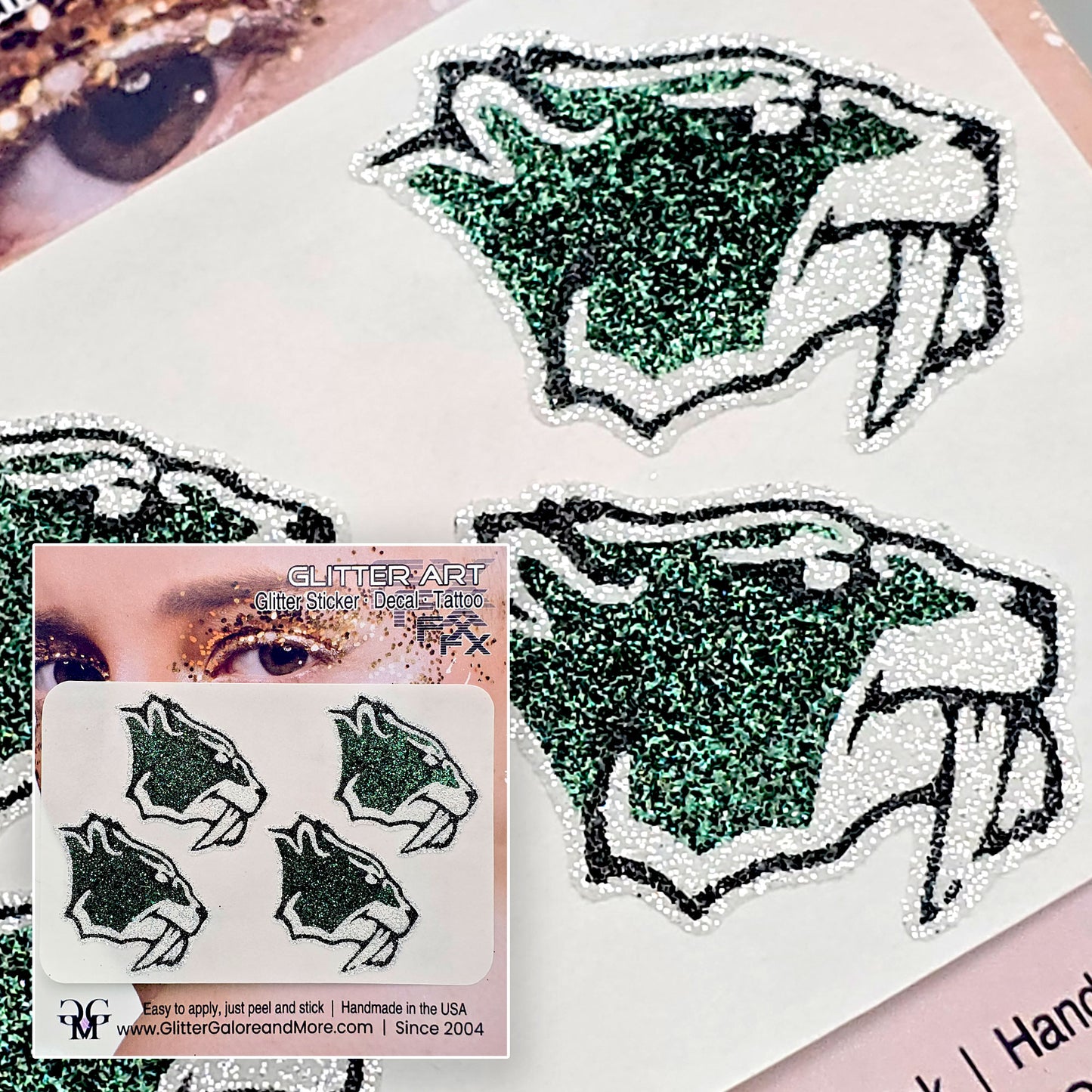 Fossil Ridge Sabercat Custom Glitter Tattoo Stickers - 4 Stickers