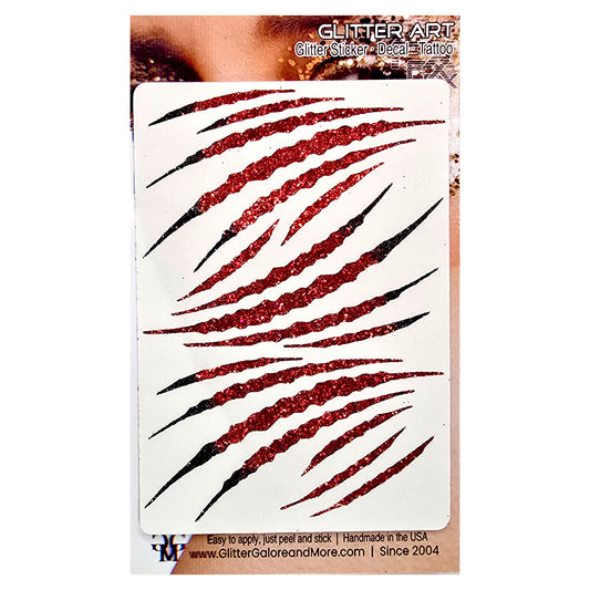 Claw Scratch Glitter Tattoo Sticker, Halloween Costume Sticker