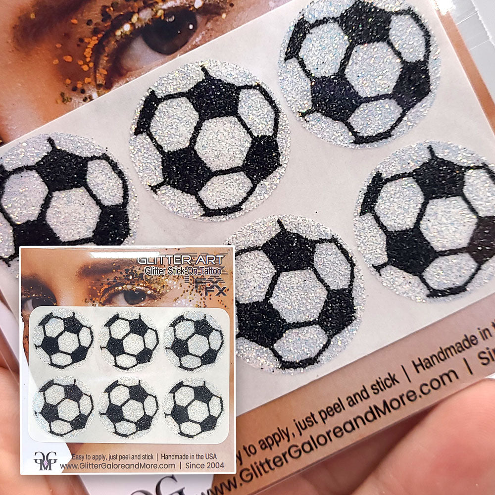 Soccer Gameday Glitter Tattoo Stickers in Various Styles