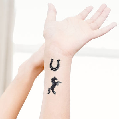 Spurs Tattoo Stickers, Cowgirl Rodeo Inspired Stickers 1 inch (6 Stickers) - Two Color Way