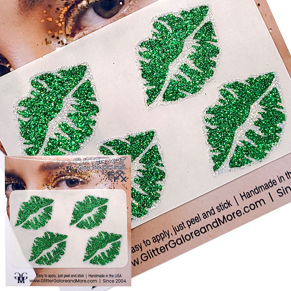 St Patrick's Day Face and Body Glitter Stickers, Clovers, Rainbows, Pots of Gold, Leprechaun Hats