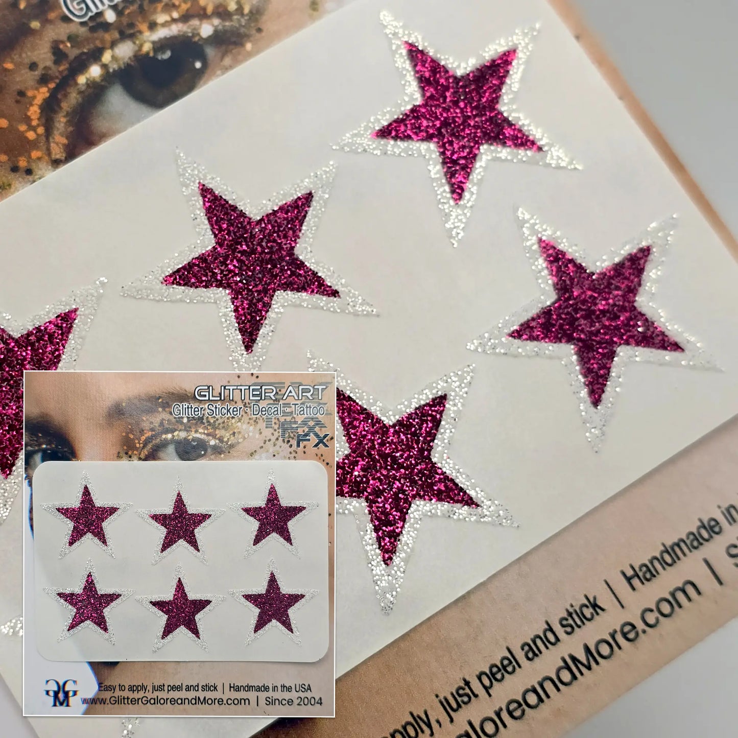 Custom Color Glitter Star Face Stickers — Cheer & Spirit