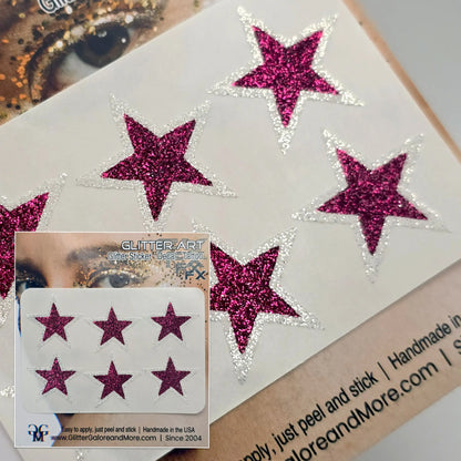 Custom Color Glitter Star Face Stickers — Cheer & Spirit