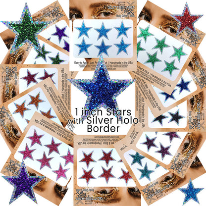 Custom Color Glitter Star Face Stickers — Cheer & Spirit