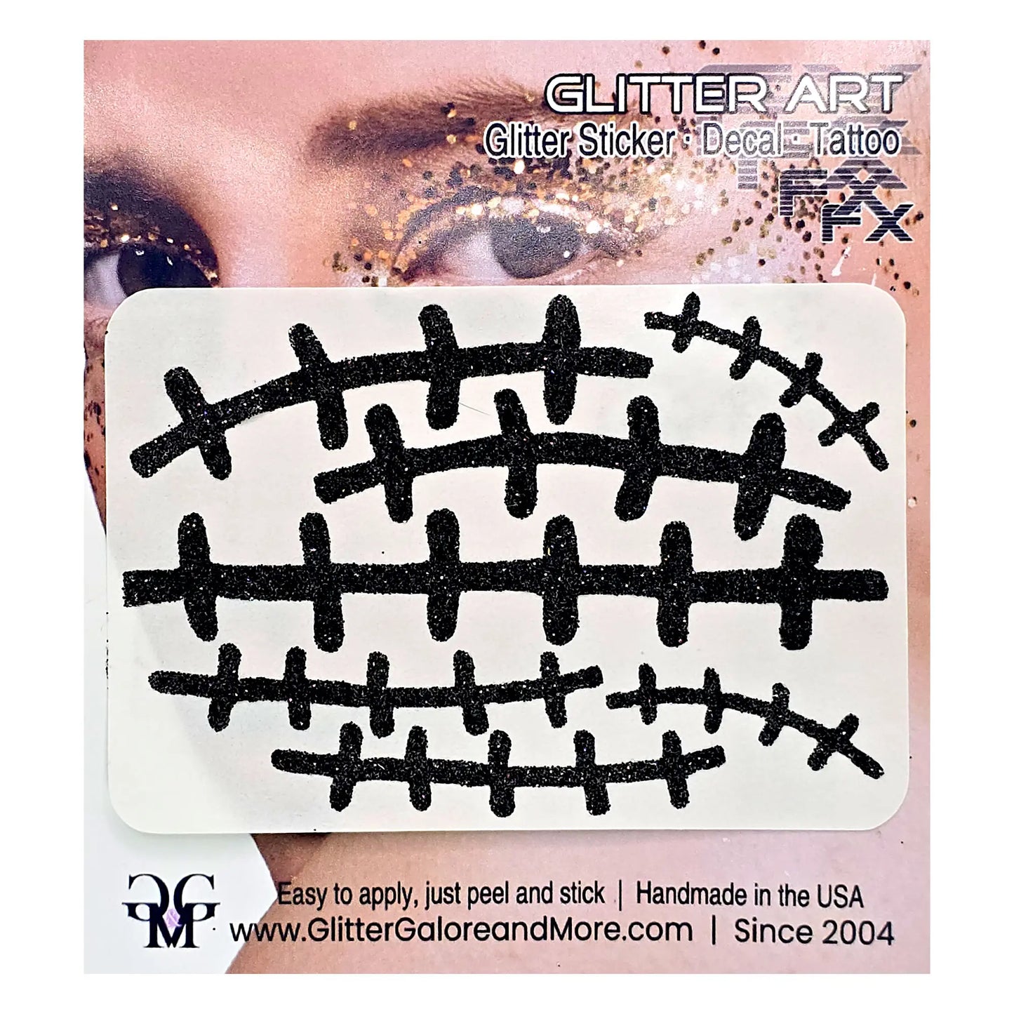 Frankenstein Face Stitches Glitter Sticker - Halloween Costume & Day of the Dead Lip Temporary Tattoo