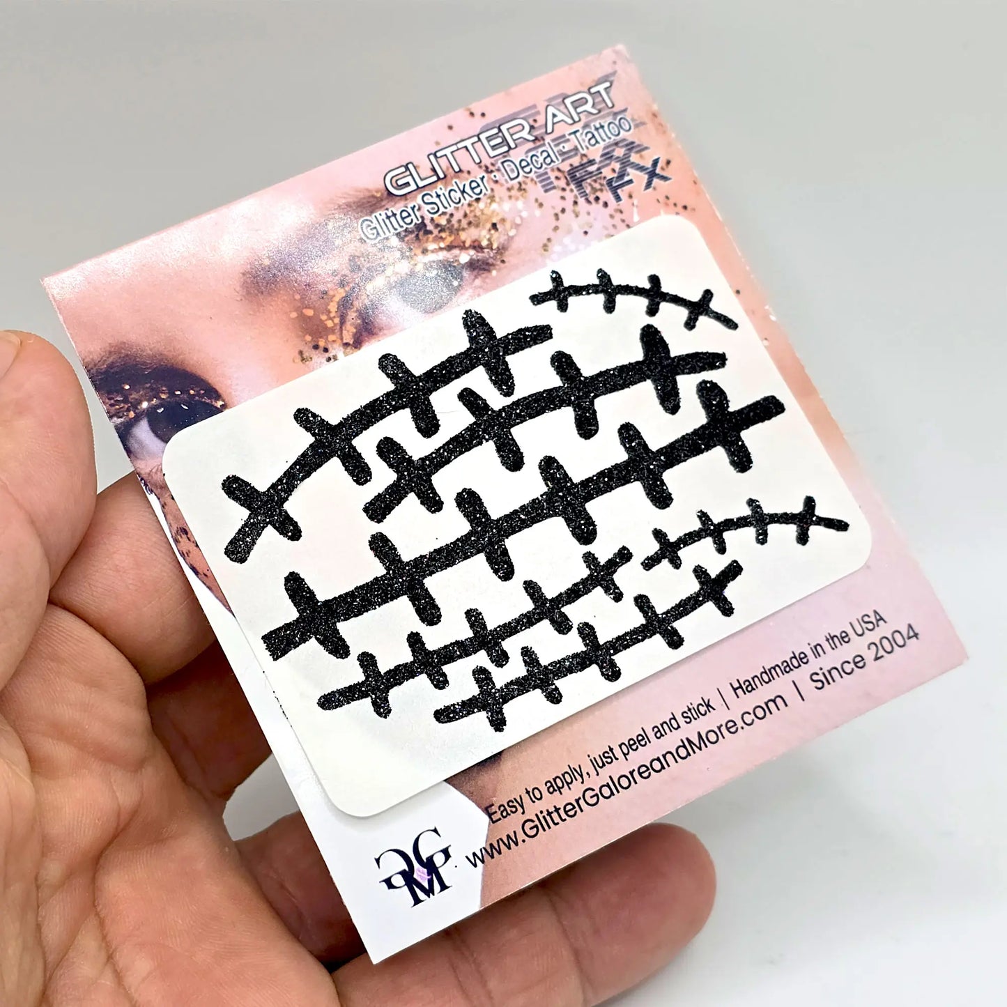 Frankenstein Face Stitches Glitter Sticker - Halloween Costume & Day of the Dead Lip Temporary Tattoo