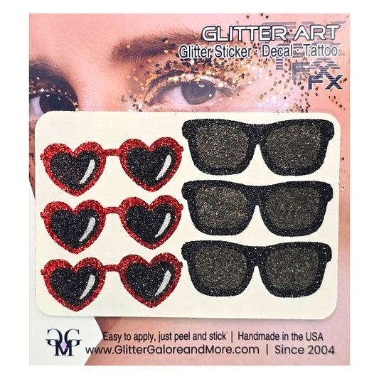 Sunglasses Glitter Face Stickers Fun Summer Body Tattoos