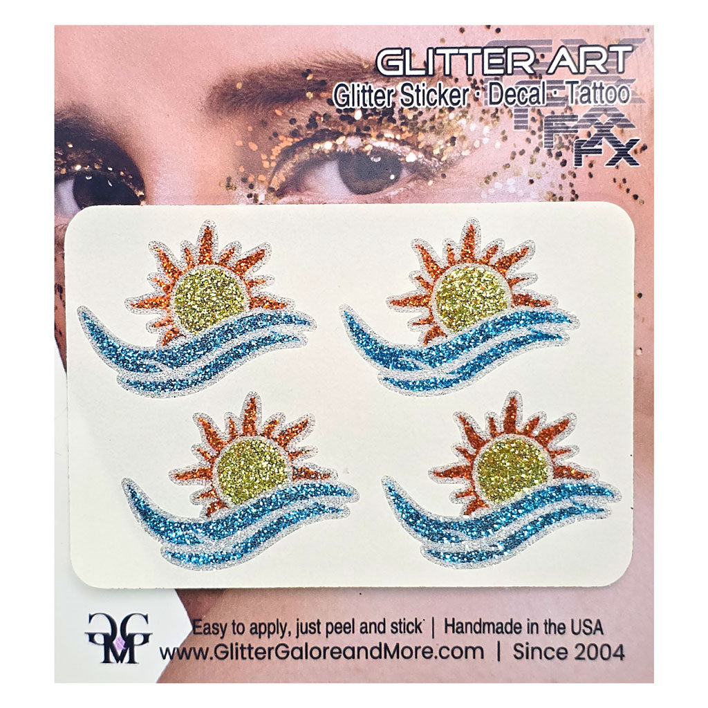 Summer Beach Party Glitter Face Stickers, Beach Theme Body Tattoos, Party Favors
